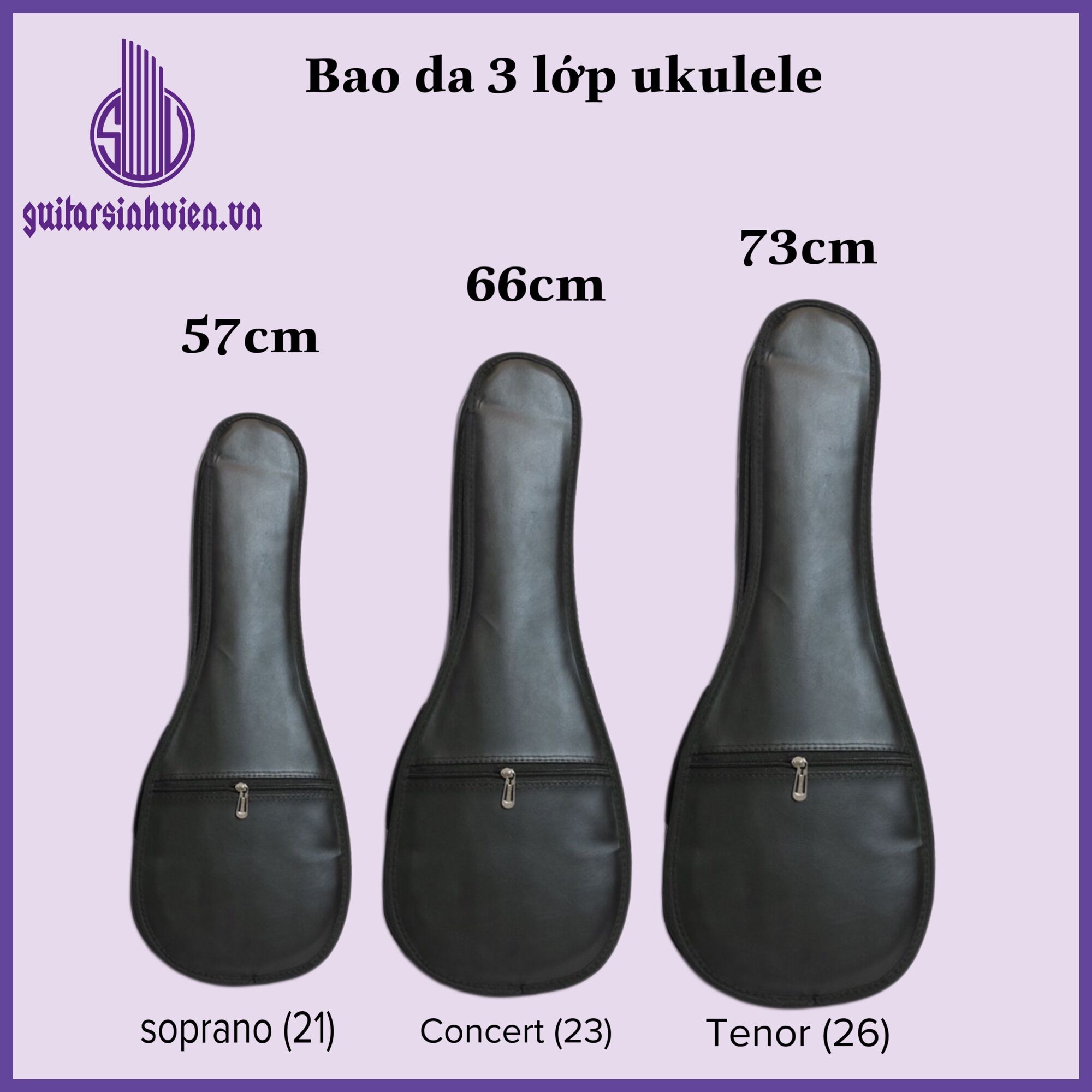 Bao da ukulele 3 lớp chống nước - Bao có 3 size - Tặng tài liệu học uku