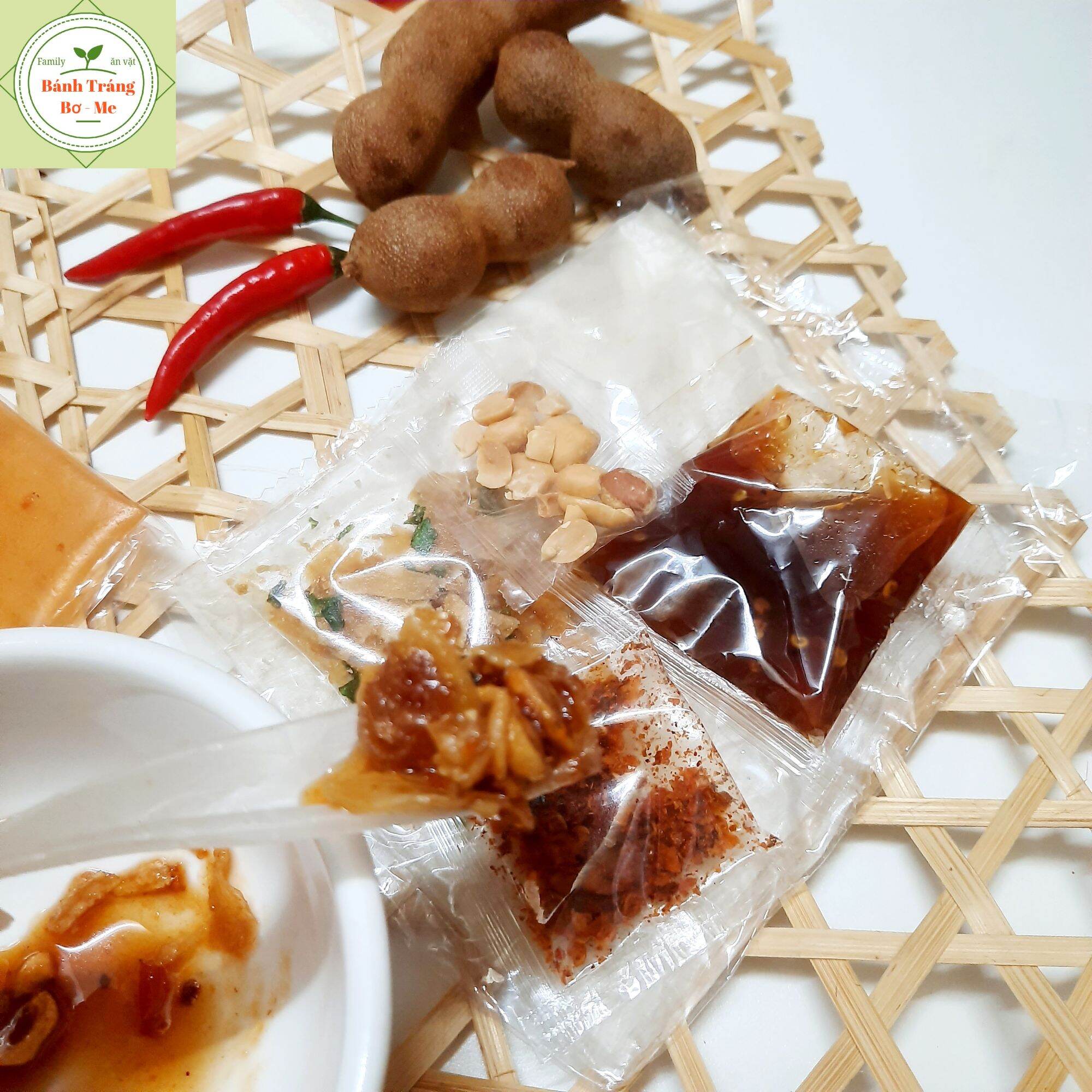 Set 2 Loại Bánh Tráng Me - Ớt (chấm, trộn) - [5bịch Me, 5bịch Ớt]