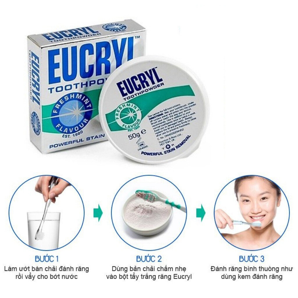 Bột tẩy trắng răng Eucryl Toothpowder Freshmint 50g