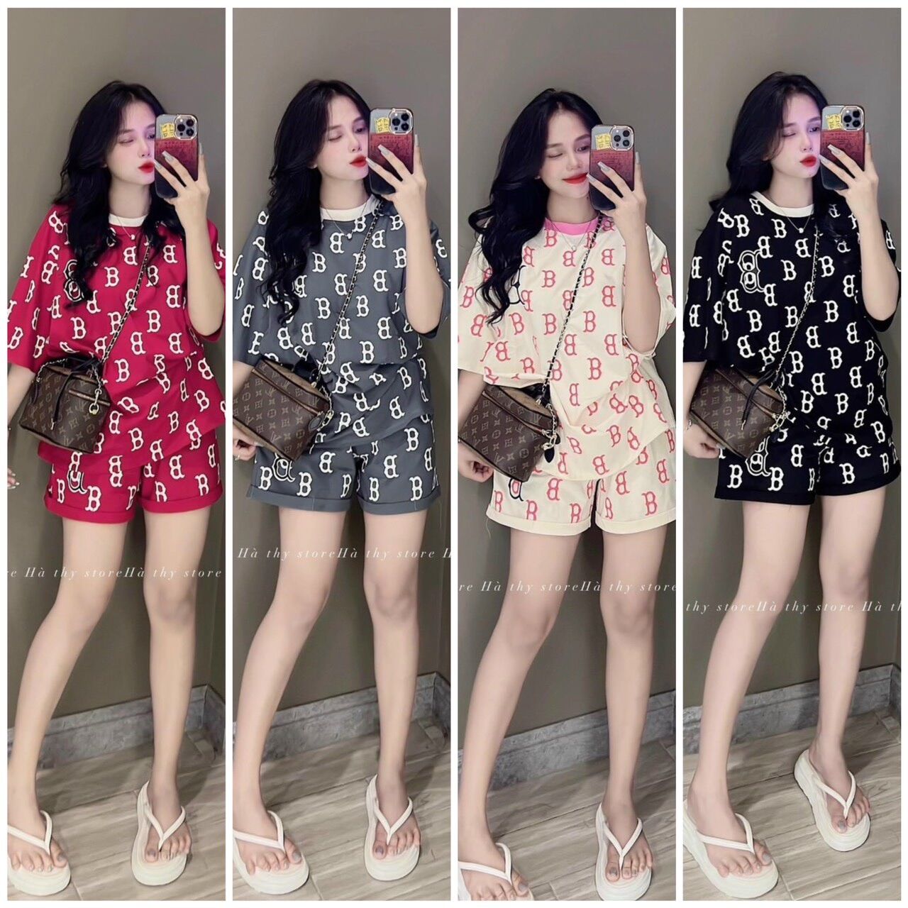Set bộ cotton su form rộng tay lỡ - B in Full