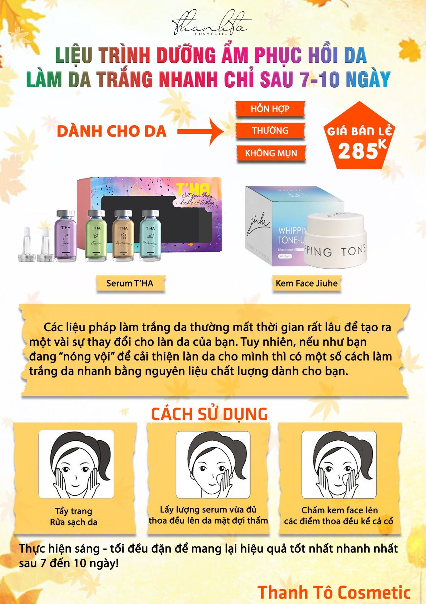[HCM]COMBO KEM FACE JIUHE THANH TÔ VÀ SET SERUM THA