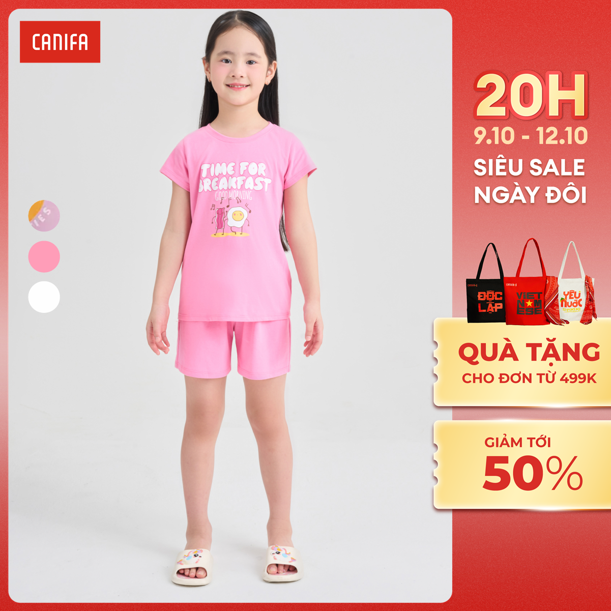 [20H 9-12.10 VOUCHER TỚI 500K] Bộ mặc nhà bé gái CANIFA 1LS25S002