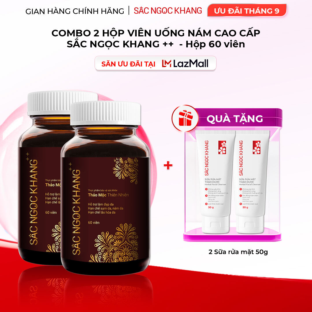 Combo 2 Viên Uống SẮC NGỌC KHANG ++ giúp trẻ hóa làn da và hổ trợ giảm nám, sạm tàn nhan hiệu quả [Hộp 60 viên]