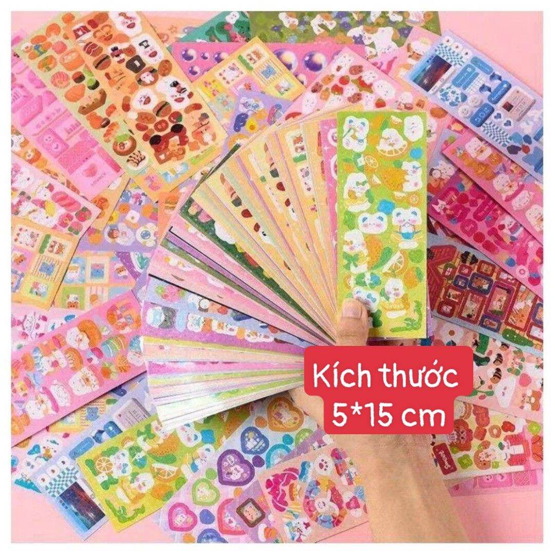 Set 10 tờ sticker trang trí phủ nhũ óng ánh - trang trí sổ đồ dùng cá nhân