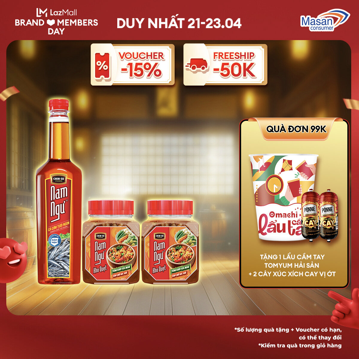 [15-17.4 Voucher 18% CHO ĐƠN TỪ 199k]Combo nước mắm Nam Ngư 750ml  + Combo 2 Kho Quẹt Nam Ngư Tôm Khô Cà Mau Tóp Mỡ Ba Chỉ 200gr