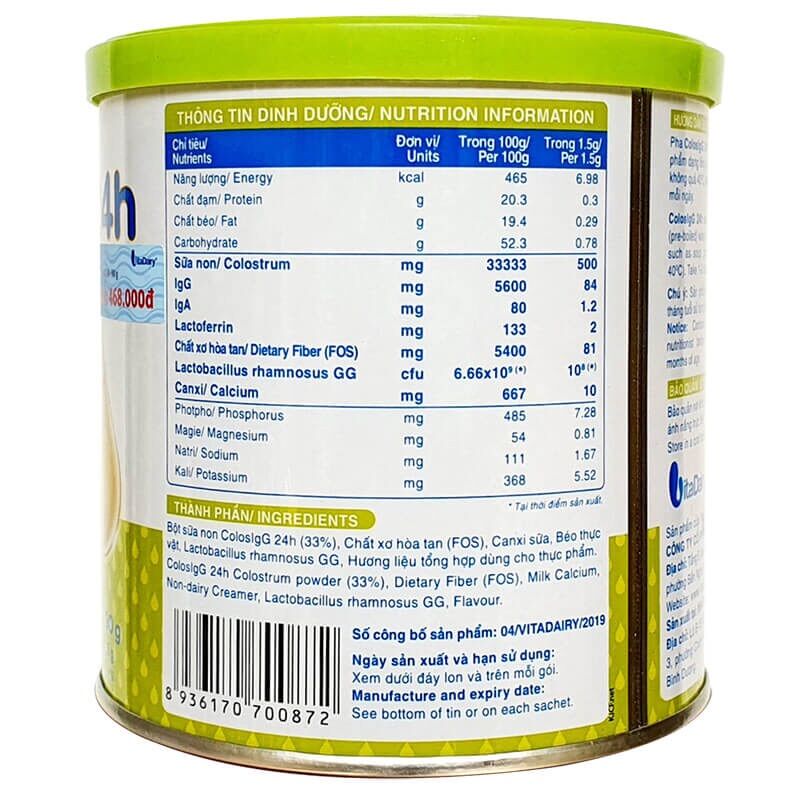 Sữa non Colos IGG 24H 90gr (60 gói)