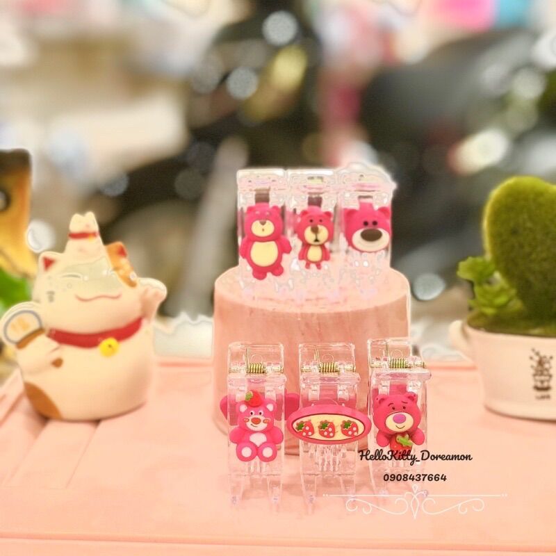 SET 6C KẸP TÓC 3 RĂNG GẤU DÂU LOTSO