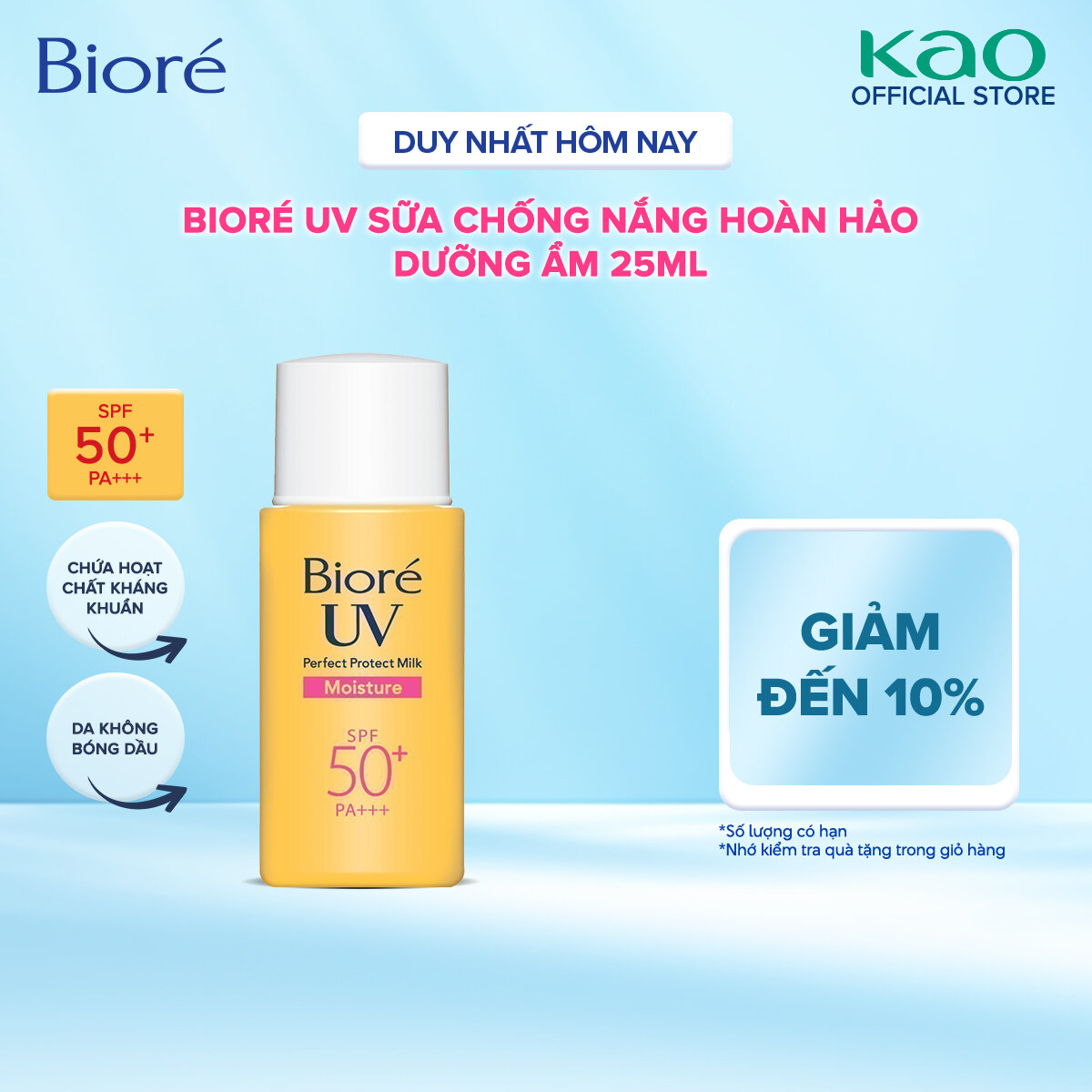 Biore Sữa Chống Nắng Bảo Vệ Hoàn Hảo Dưỡng Ẩm UV SPF50+/PA+++ 25ML