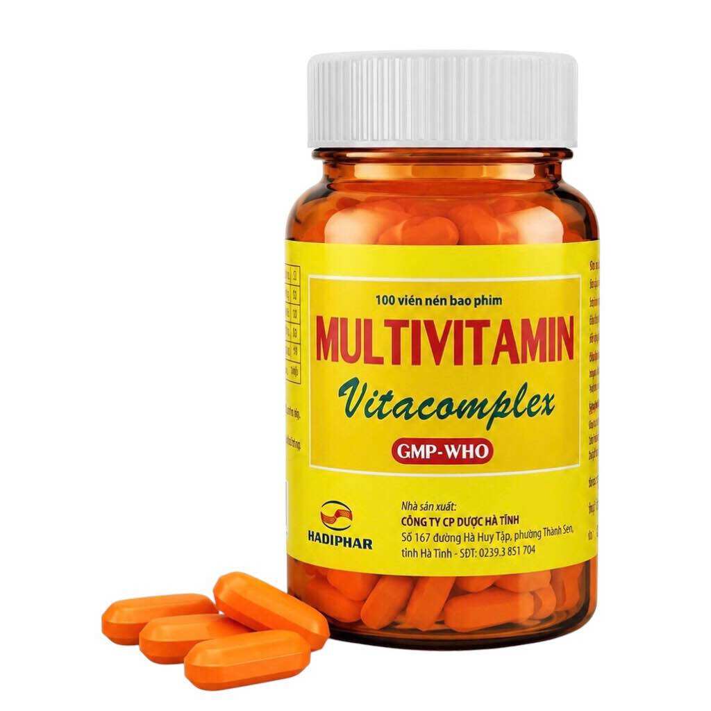 Viên uống Multivitamin Vitacomplex Hadiphar (Chai 100 viên) Hỗ trợ bổ sung các vitamin nhóm B cho cơ thể, giảm mệt mỏi