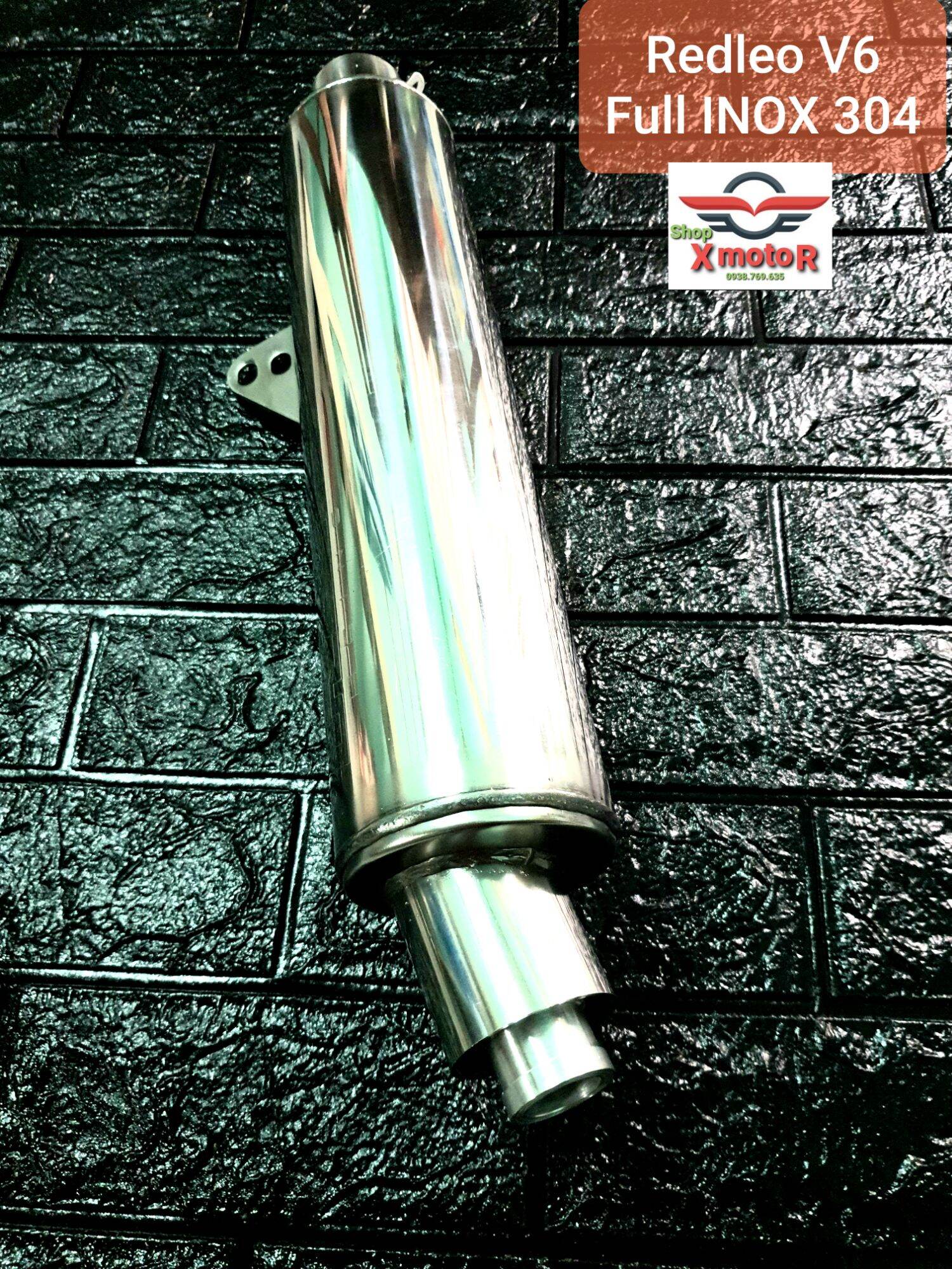 Pô REDLEO V6 thế hệ mới - Full inox ( tặng tiêu giảm thanh).