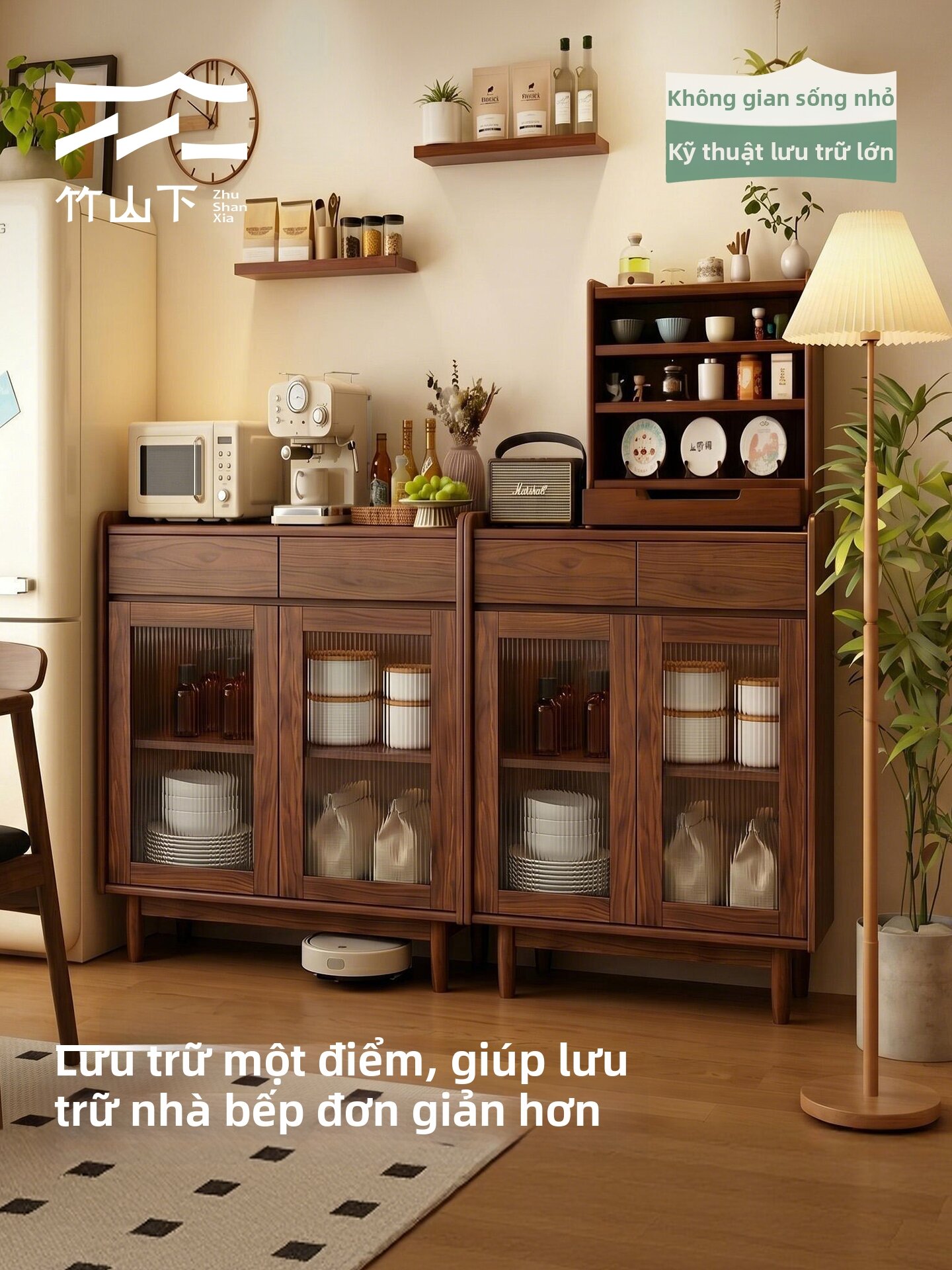 ZHUSHANXIA | Tủ Lưu Trữ Gỗ Thật Đa Năng