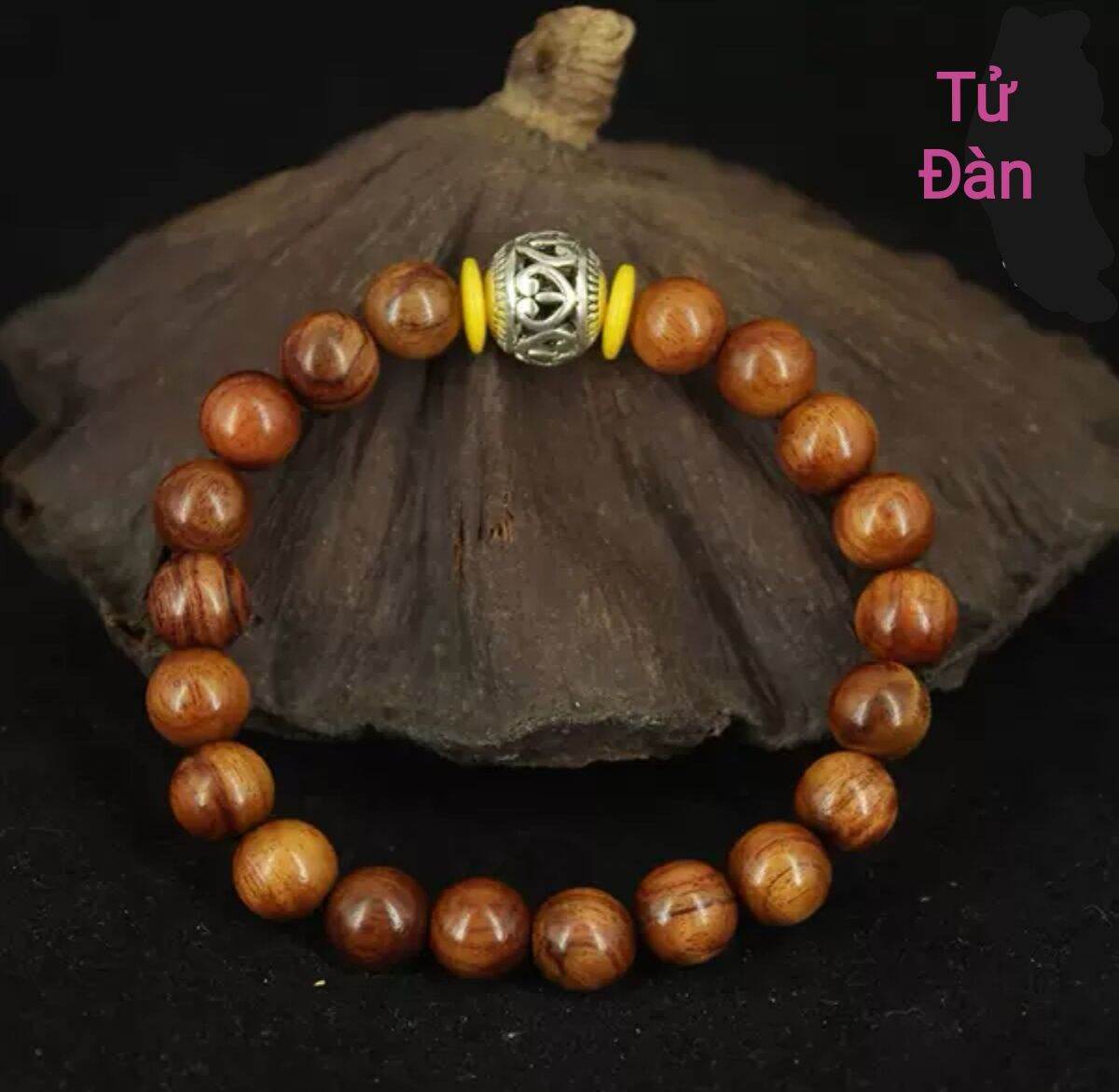 Vòng gỗ danh mộc nam nữ nạm charm bạc