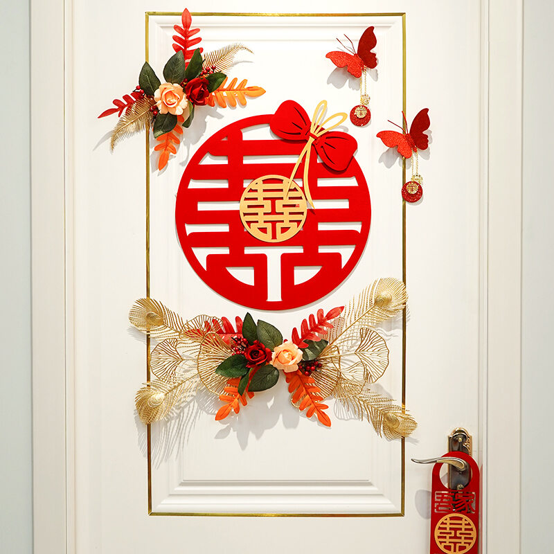 Đồ dùng đám cưới, giấy dán chữ hỷ trang trí trên cửa phòng cưới, giấy dán cửa, đồ treo trang trí cửa phòng ngủ