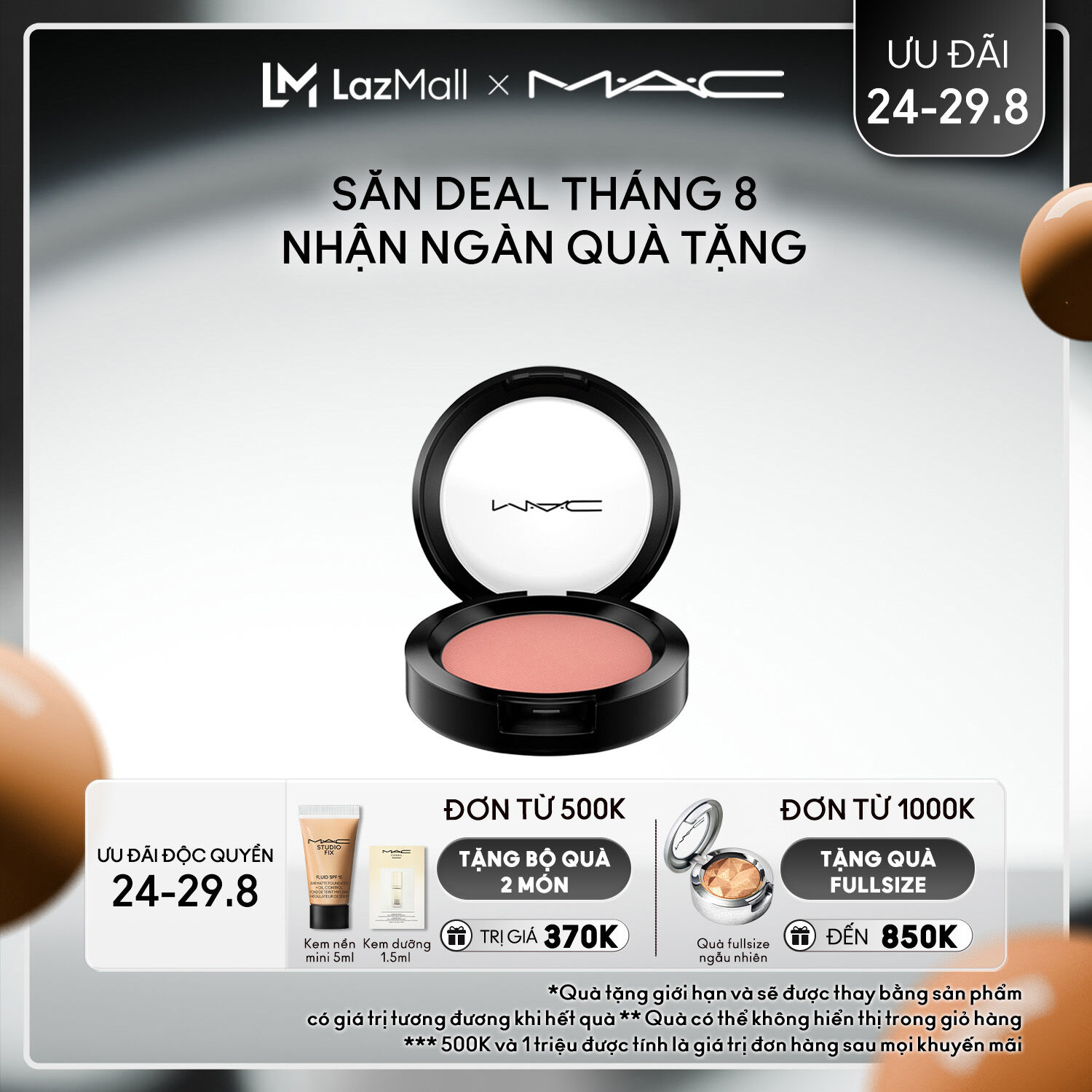 [ƯU ĐÃI 24-29.8] Phấn má hồng kết cấu siêu mỏng mịn và lên màu chân thật MAC Powder Blush 6g