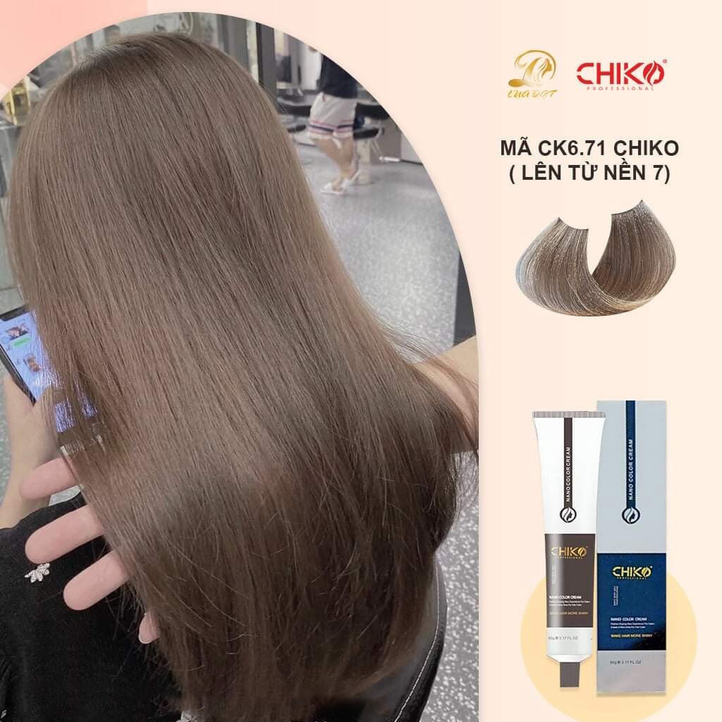kem nhuộm tóc màu nâu khói lạnh (kèm oxi và găng tay)