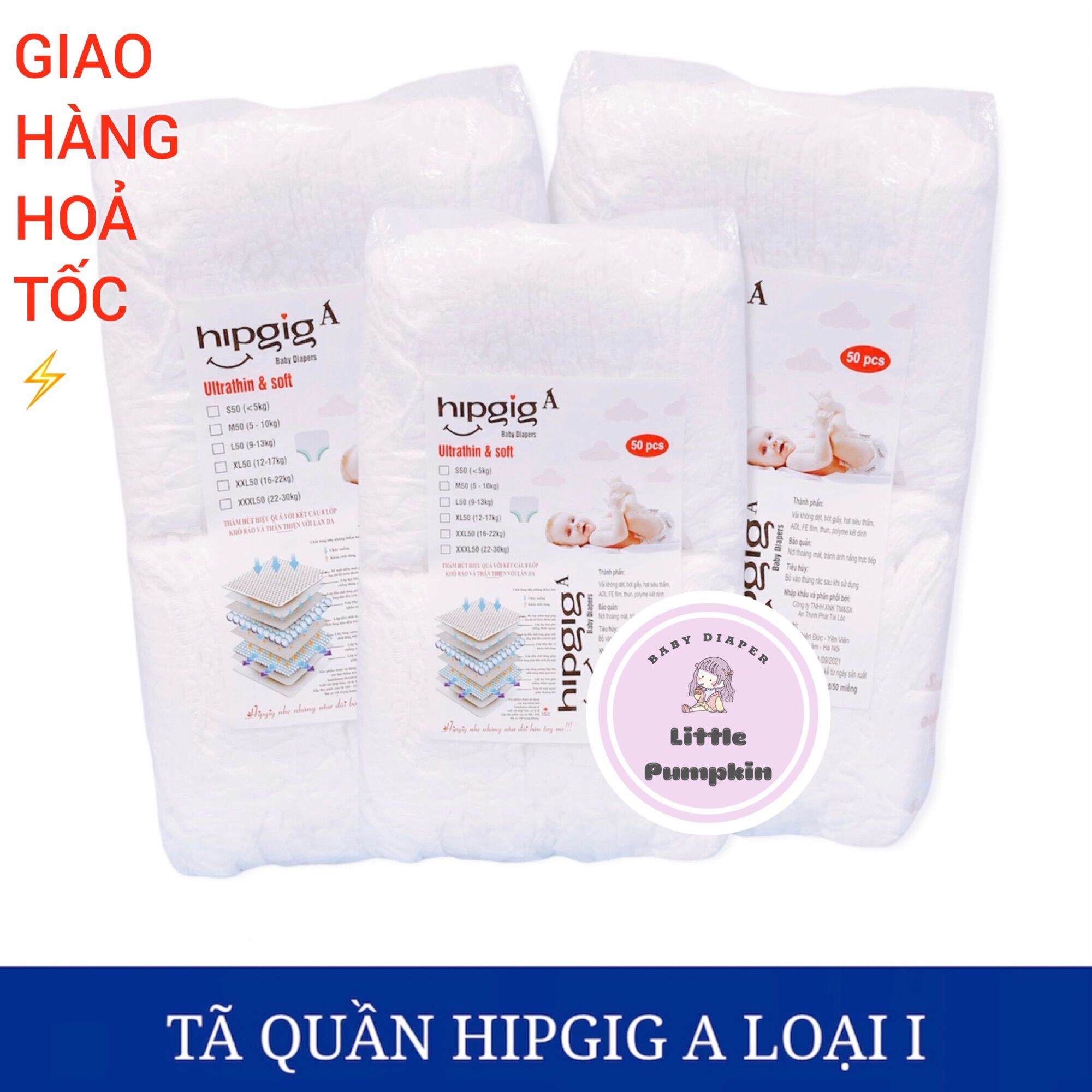 [50 MIẾNG] BỈM QUẦN/TÃ QUẦN HIPGIG A LOẠI 1