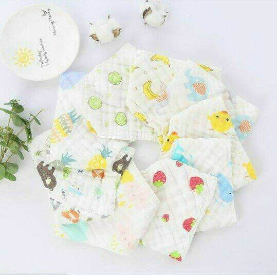 Khăn yếm xô 6 lớp cho bé có cúc bấm