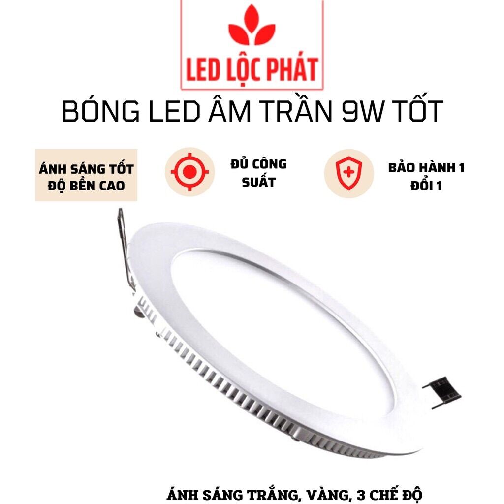 Đèn led âm trần 9w 12w 6w thạch cao tốt, đèn led trần nhà 3 màu