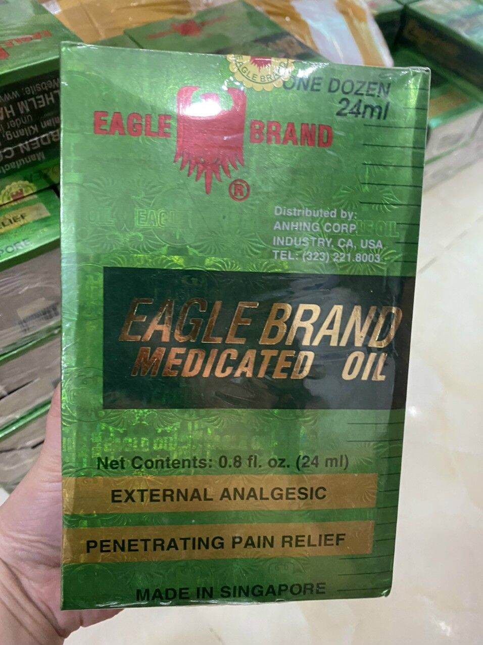 4 CHAI DẦU XANH 2 NẮP SINGAPORE 24ML