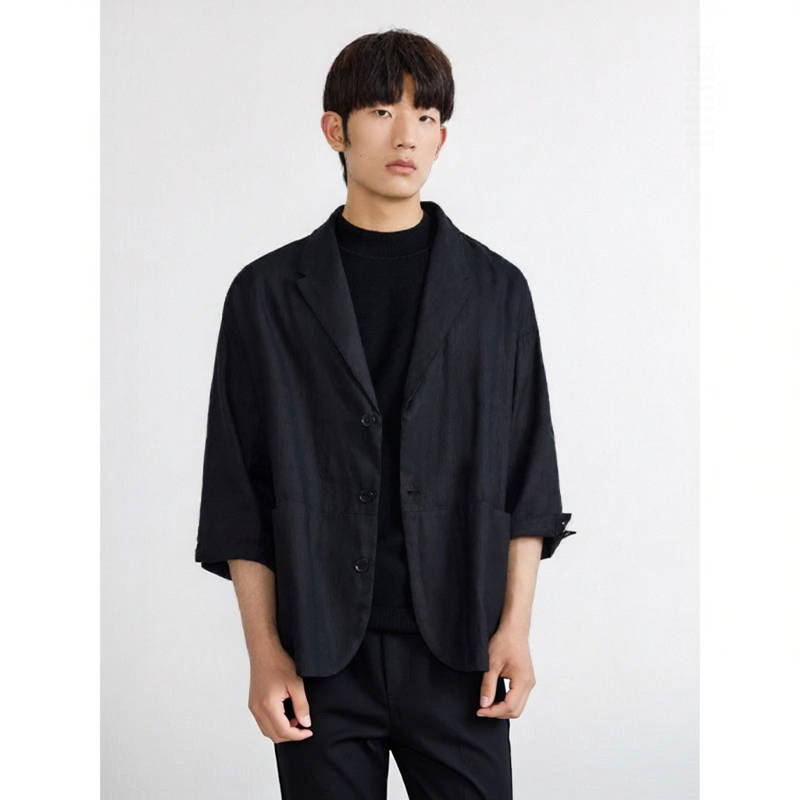OPTIMISTIC  ATTITUDE | Spring/Summer New Black Cool Casual Seven-Sleeve Cotton Lightweight Business Thin Jacket - Thương hiệu OPTIMISTIC  ATTITUDE Giá 1,619,000 Đồng*Miễn phí vận chuyển