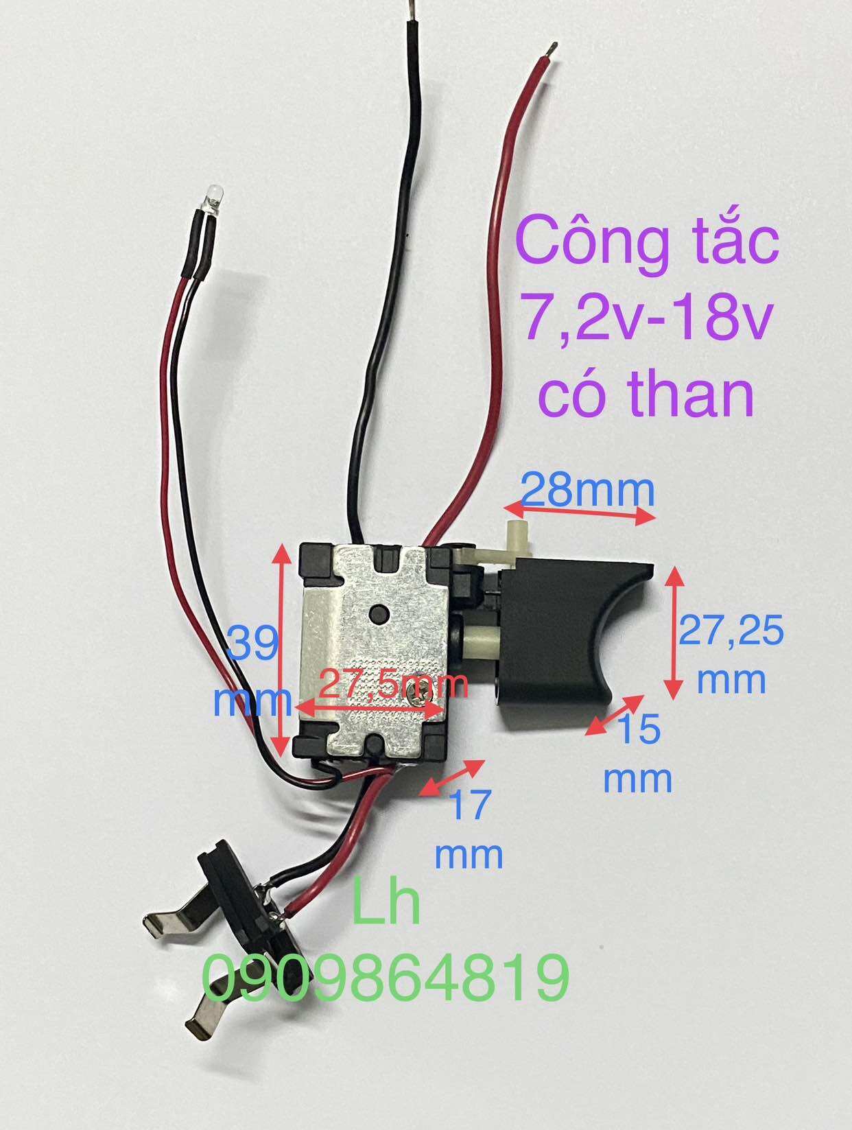 Công tắc, Cò máy khoan pin có Than 9.6v- 14.4vol, makita tàu
