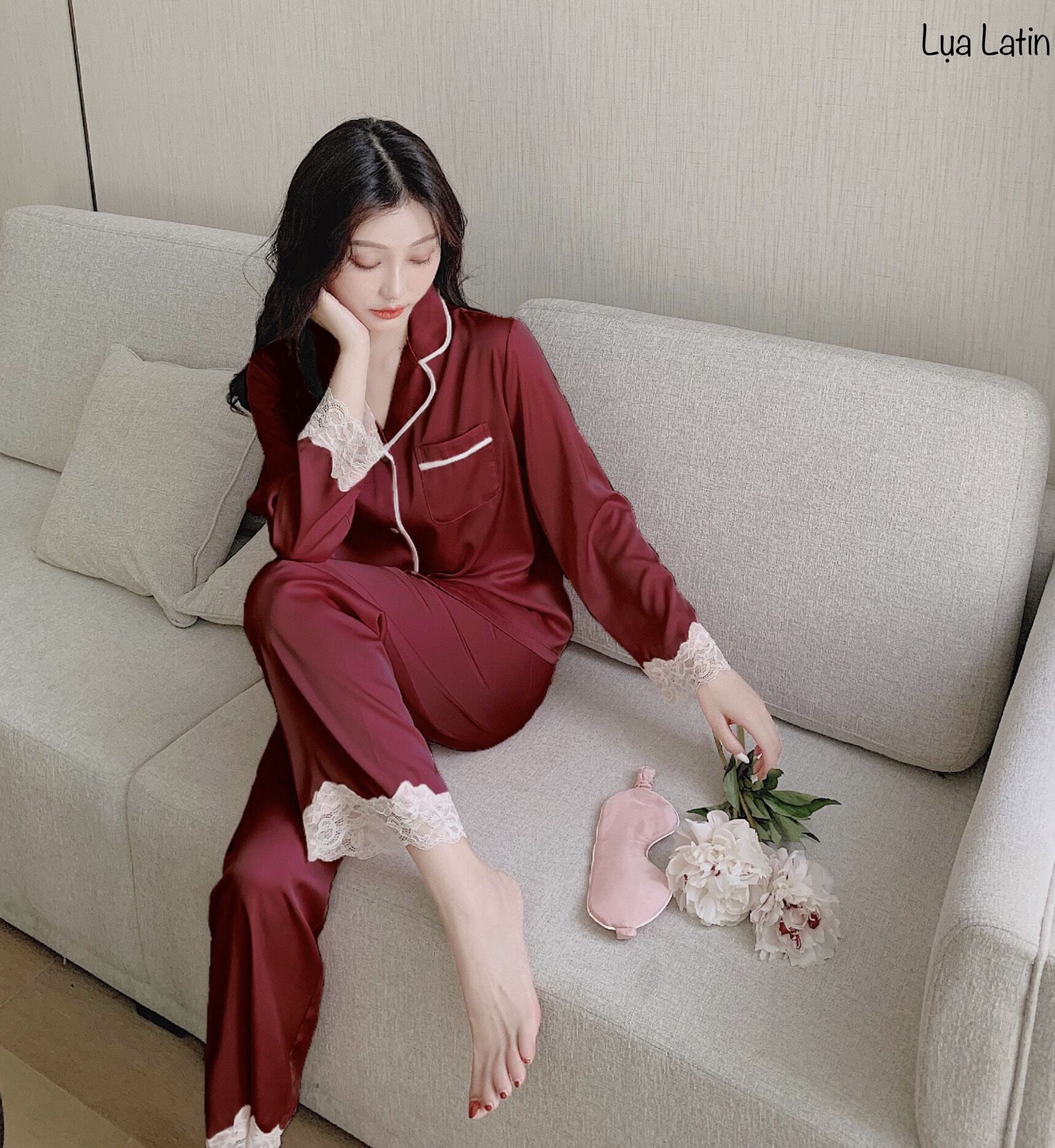 [freesize dưới 58kg] Bộ lụa LATIN TAY DÀI - bộ mặc nhà - lụa mềm mịn sang