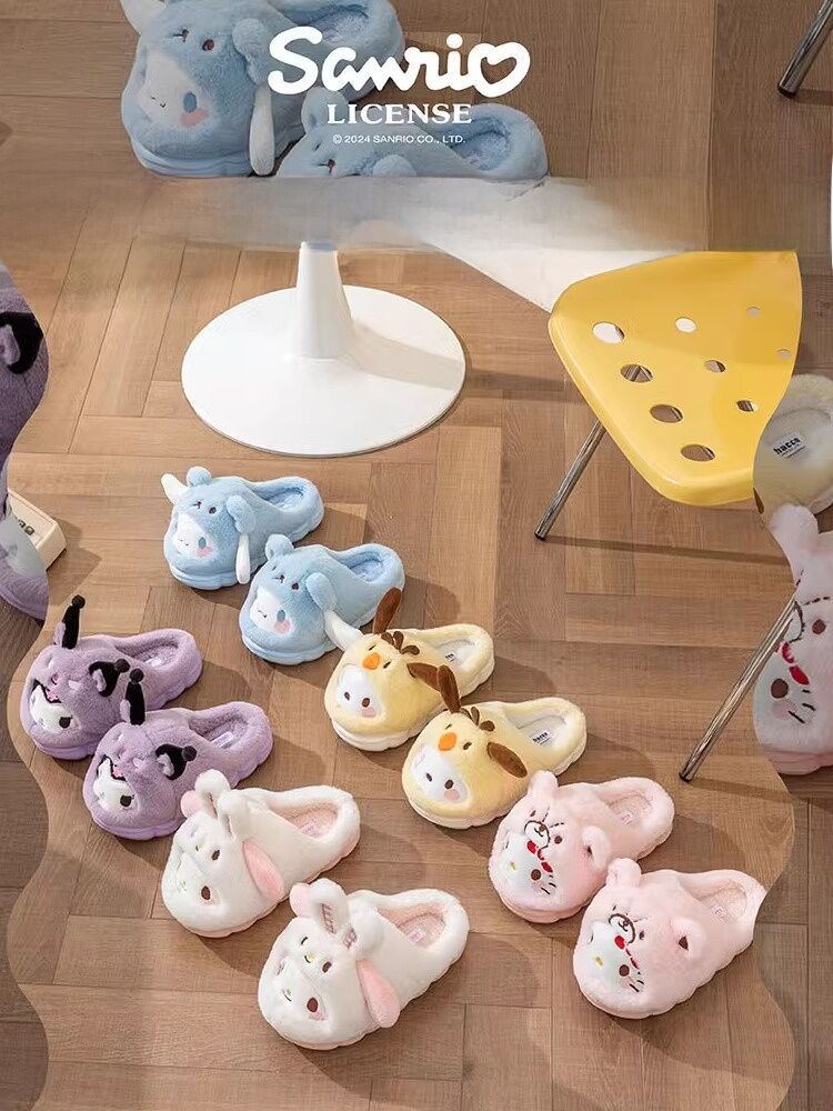 Dép Trẻ Em Cotton Mùa Đông Ấm Áp Dễ Thương Cho Bé Gái Dép Lót Lông Cừu Cho Bé Gái Dép Mẹ Và Con Dép Cotton Trơn Tru