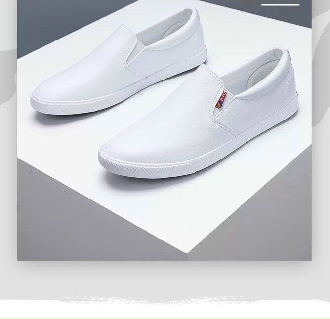 [HCM]Giày lười da trơn đen trắng Levo