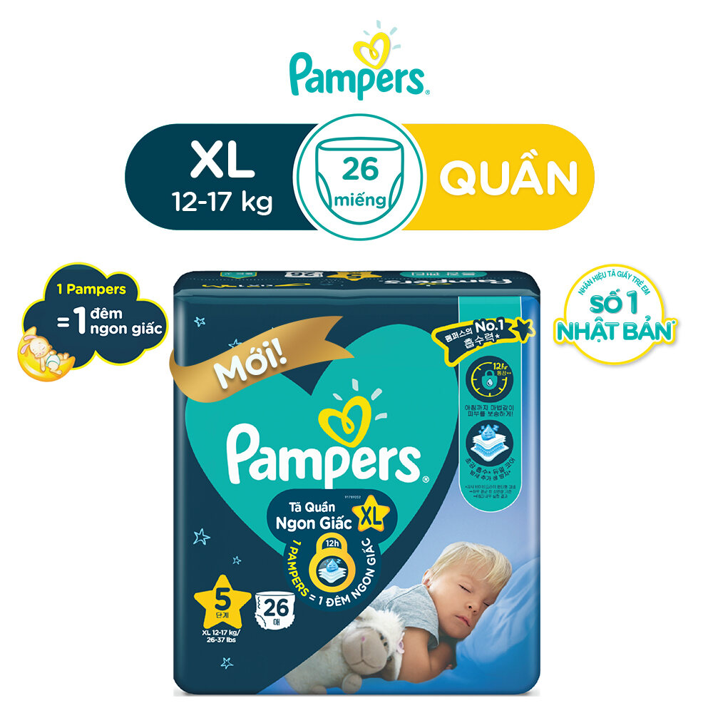 QTPampers Tã/ Bỉm Quần PAMPERS Ngon Giấc Size XL Khô Thoáng Suốt Đêm