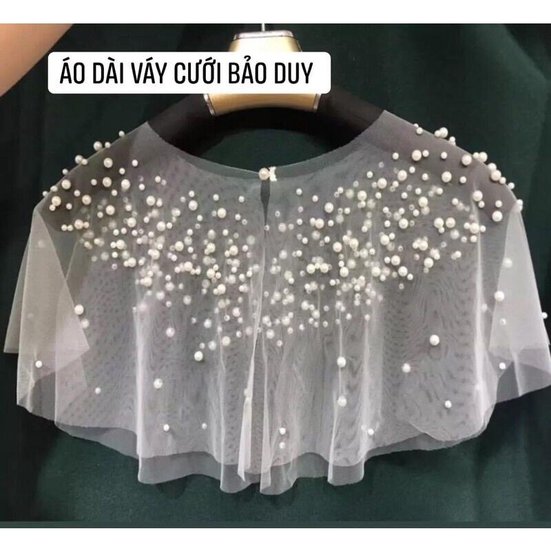 Áo choàng váy cưới, áo choàng dạ hội đính hạt trai siêu lấp lánh