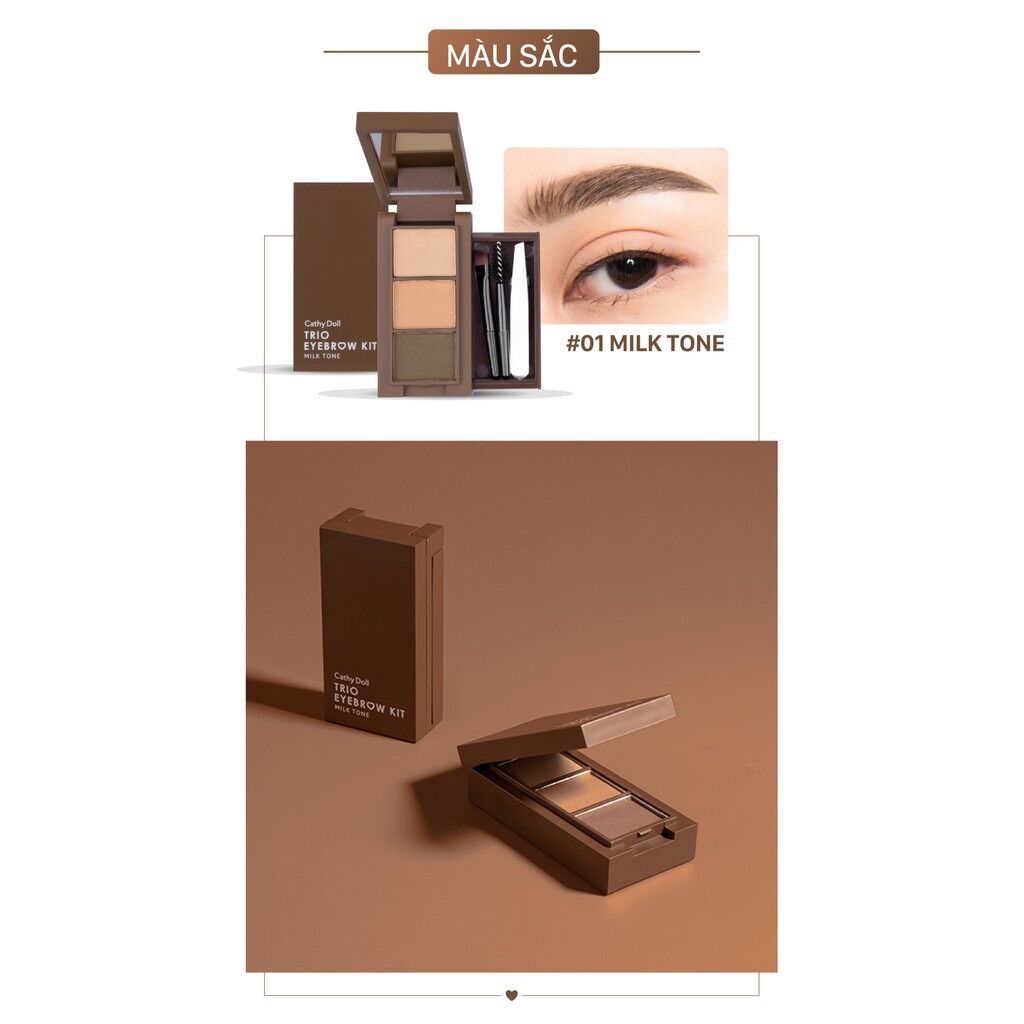 Phấn kẻ chân mày Cathy Dolll Trio Eyebrow Kit