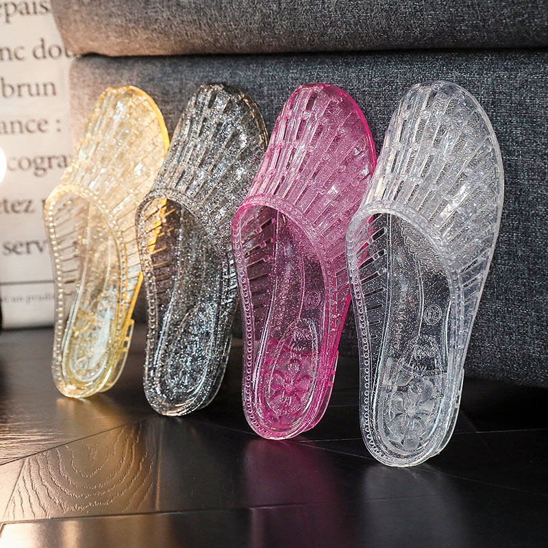 Dép Nhựa Đế Phẳng Trong Nhà Tắm Mùa Hè Cho Nữ Dép Xỏ Ngón Trong Suốt Thoải Mái Thoáng Khí Chống Trượt Dùng Trong Nhà