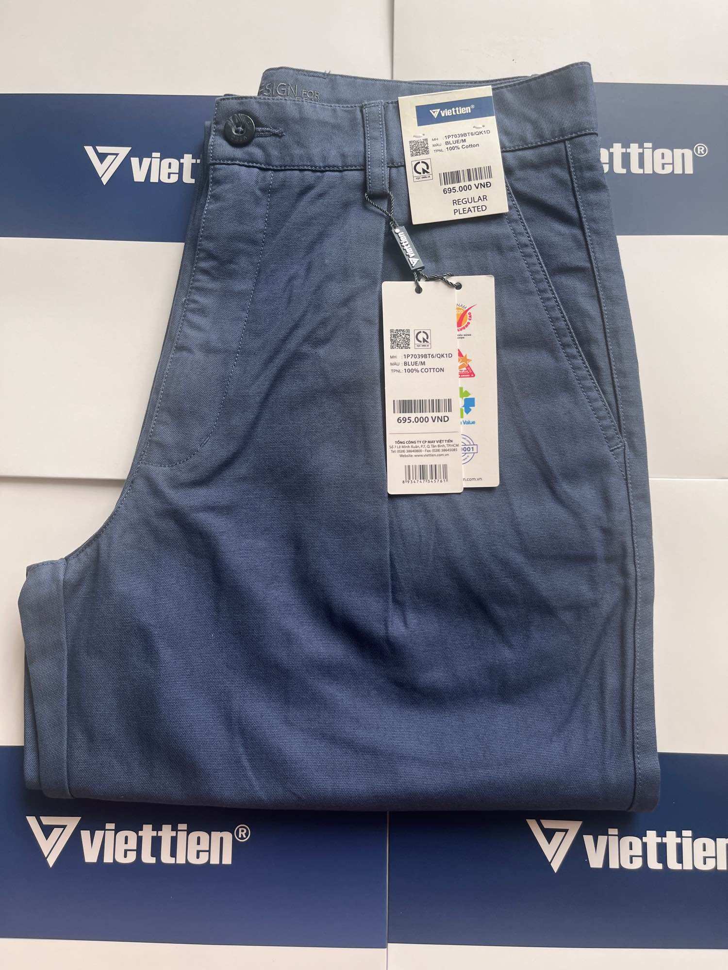 Quần kaki Việt Tiến form rộng có 1ly