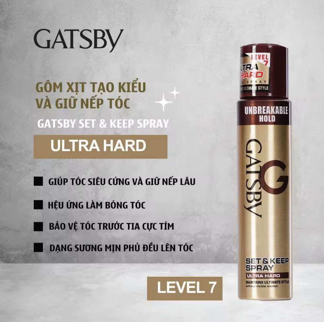 Gôm Xịt Giữ Nếp Tạo Kiểu Tóc GATSBY 250ml