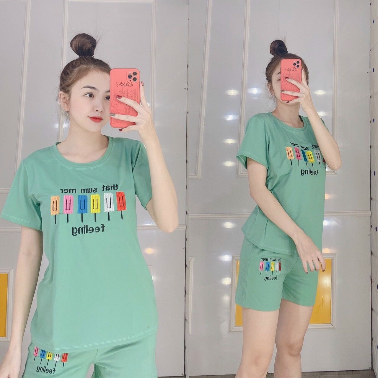 [HCM][CÓ BIGSIZE TỚI 85KG + KÈM ẢNH THẬT] Set bộ đồ bộ lửng mặc nhà thun cotton dễ thương