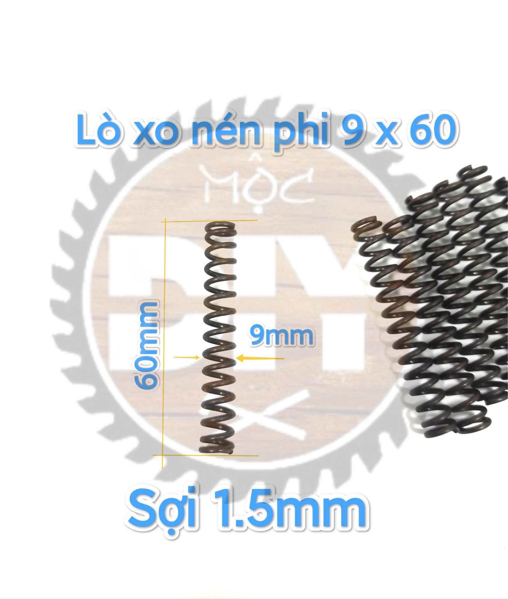 Lò xo nén phi 9 dài 60mm sợi 1.5mm màu đen