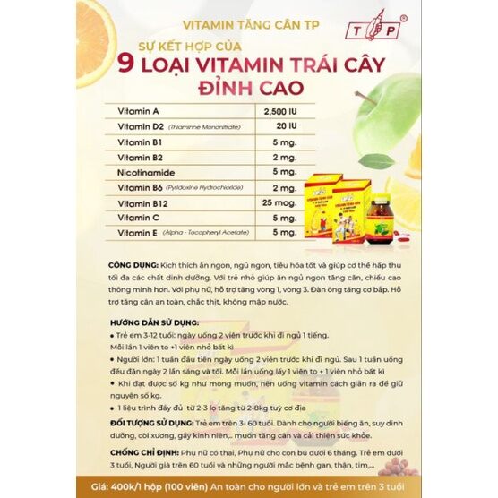 2 hộp Vitamin Tăng Cân TP Thái Lan 100 Viên