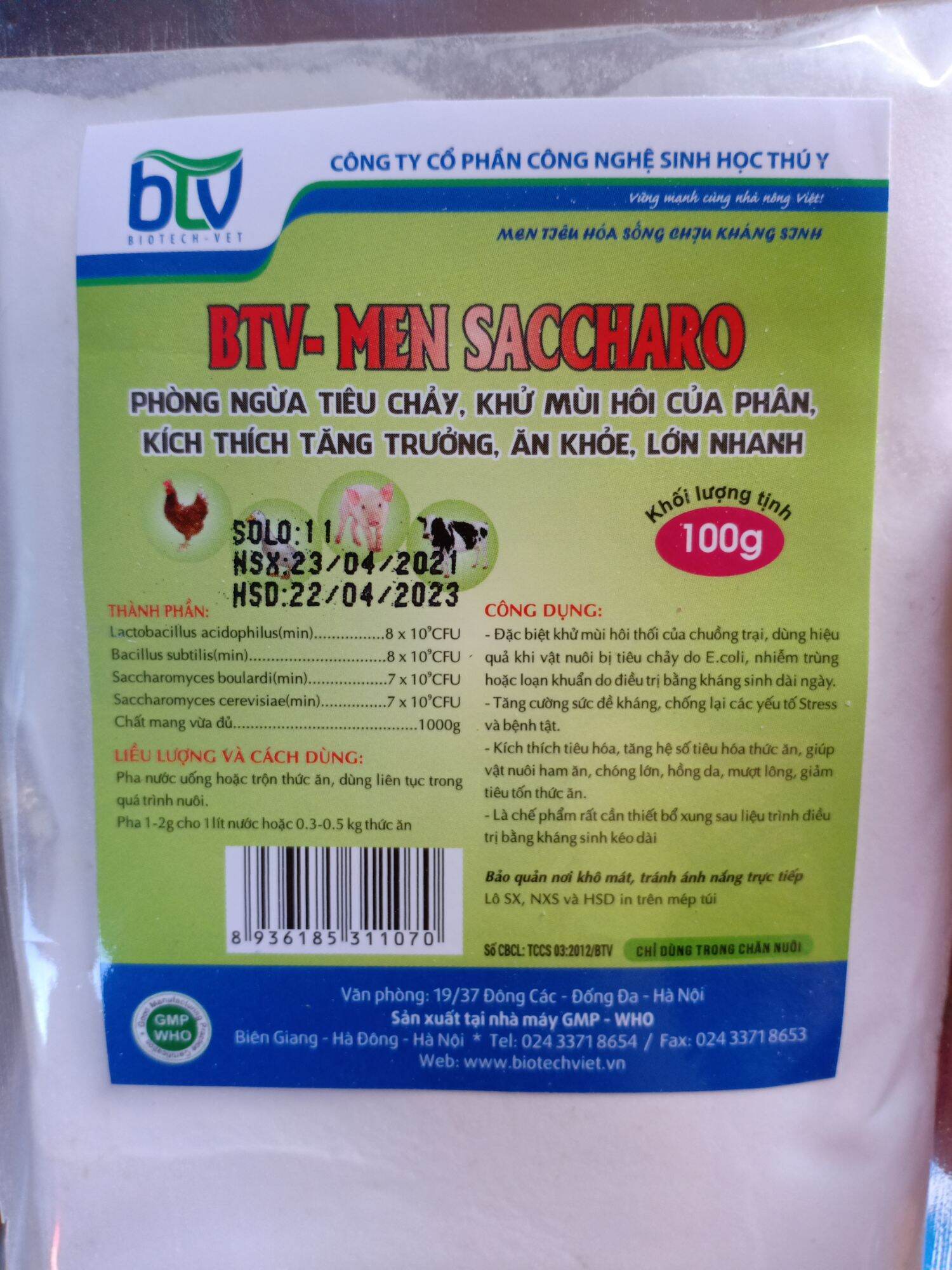 Men tiêu hoá sống- saccharo ( chịu kháng sinh) 1 kg