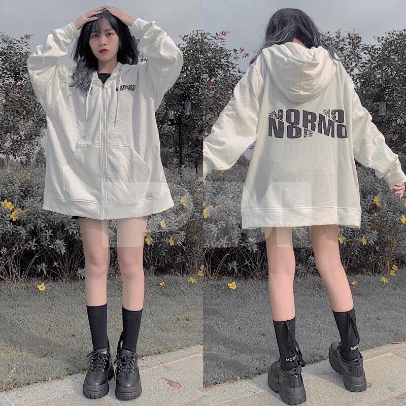 Áo khoá nỉ hoodie chữ lưng NOR