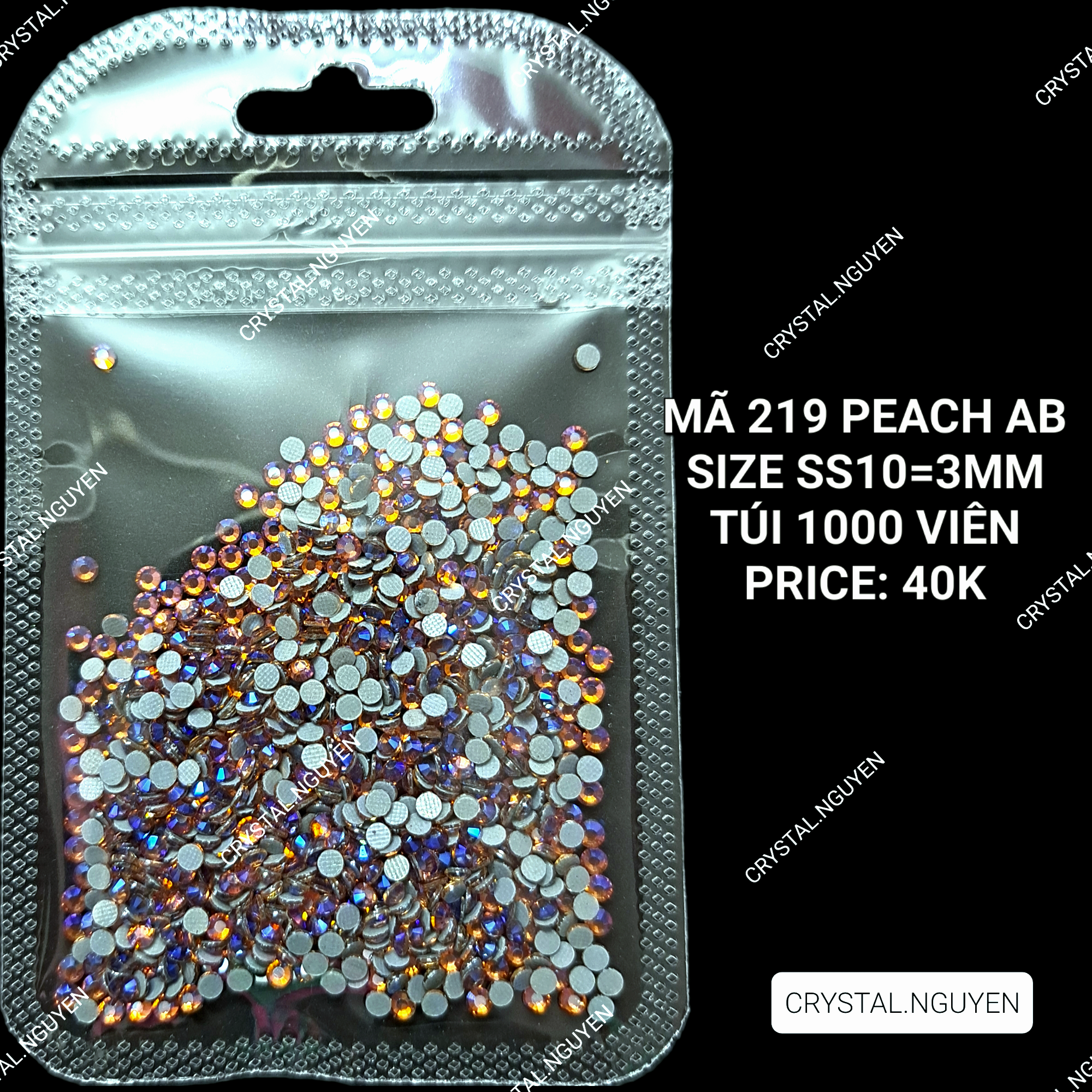 MÃ 219 PEACH AB- ĐÁ NAIL KHAY - ĐÁ TÚI MIX SIZE- ĐÁ LẺ SIZE