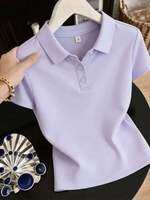 QIAOXIZI | Áo Thun POLO Dạng Rộng Giảm Cân Kích Cỡ Lớn Áo Polo Nữ Cotton Dệt Kim Form Rộng Dễ Dàng Che Bụng Dành Cho Phụ Nữ