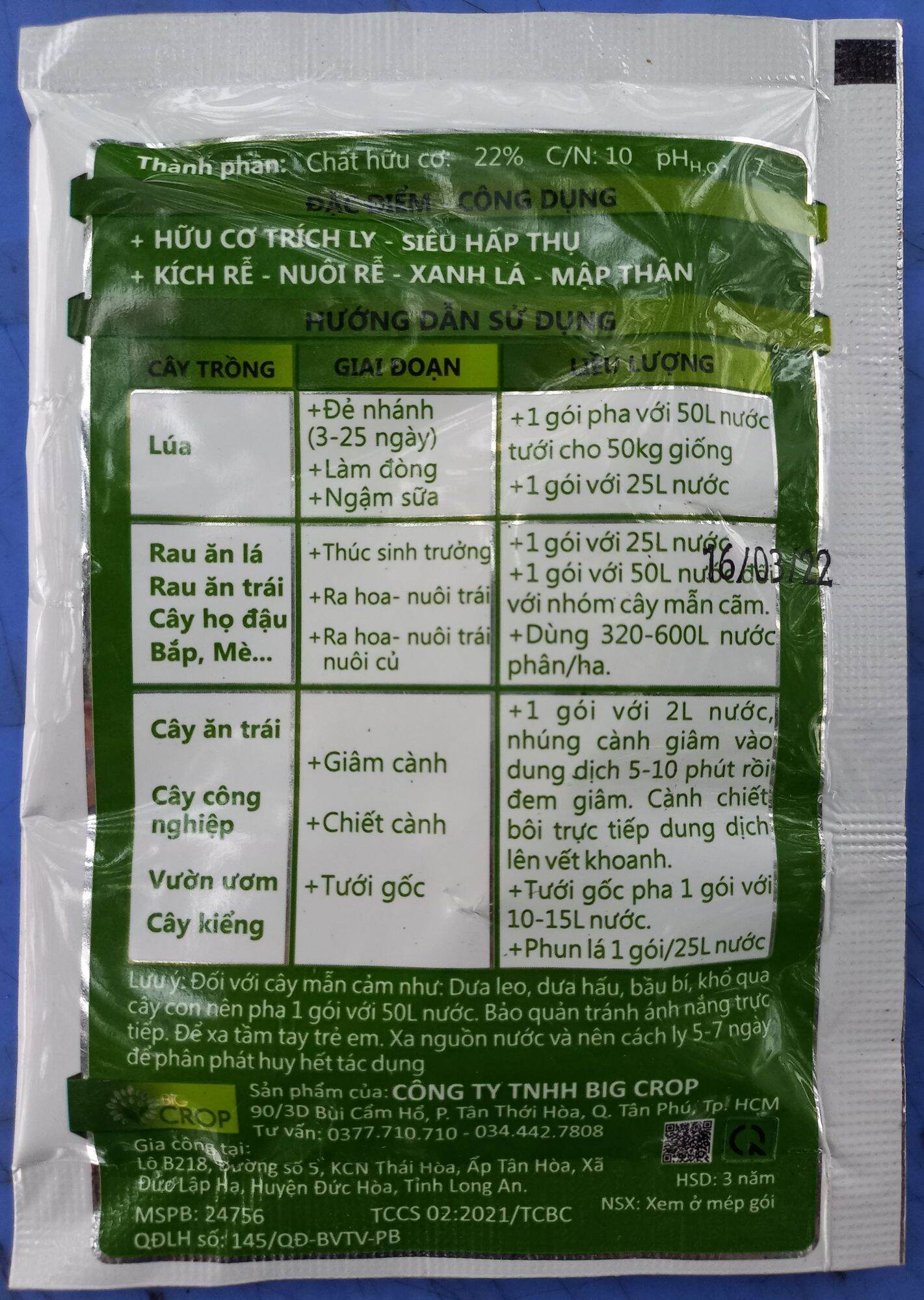 PHÂN BÓN HỮU CƠ ROOTS NANO SIÊU RA RỄ GÓI 30G