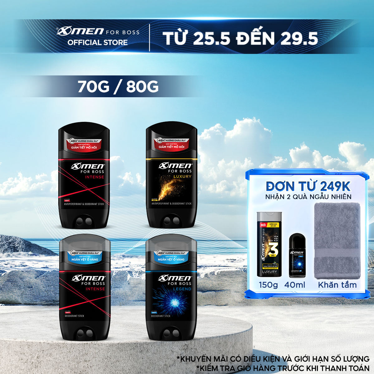 [MỚI - GIÁ DÙNG THỬ] Sáp Khử Mùi Xmen For Boss 70g/80g - Sáp Thơm Châu Âu, Ngăn Tiết Mồ Hôi (Sáp Trắng), Ngăn Vệt Ố Vàng (Sáp Xanh)