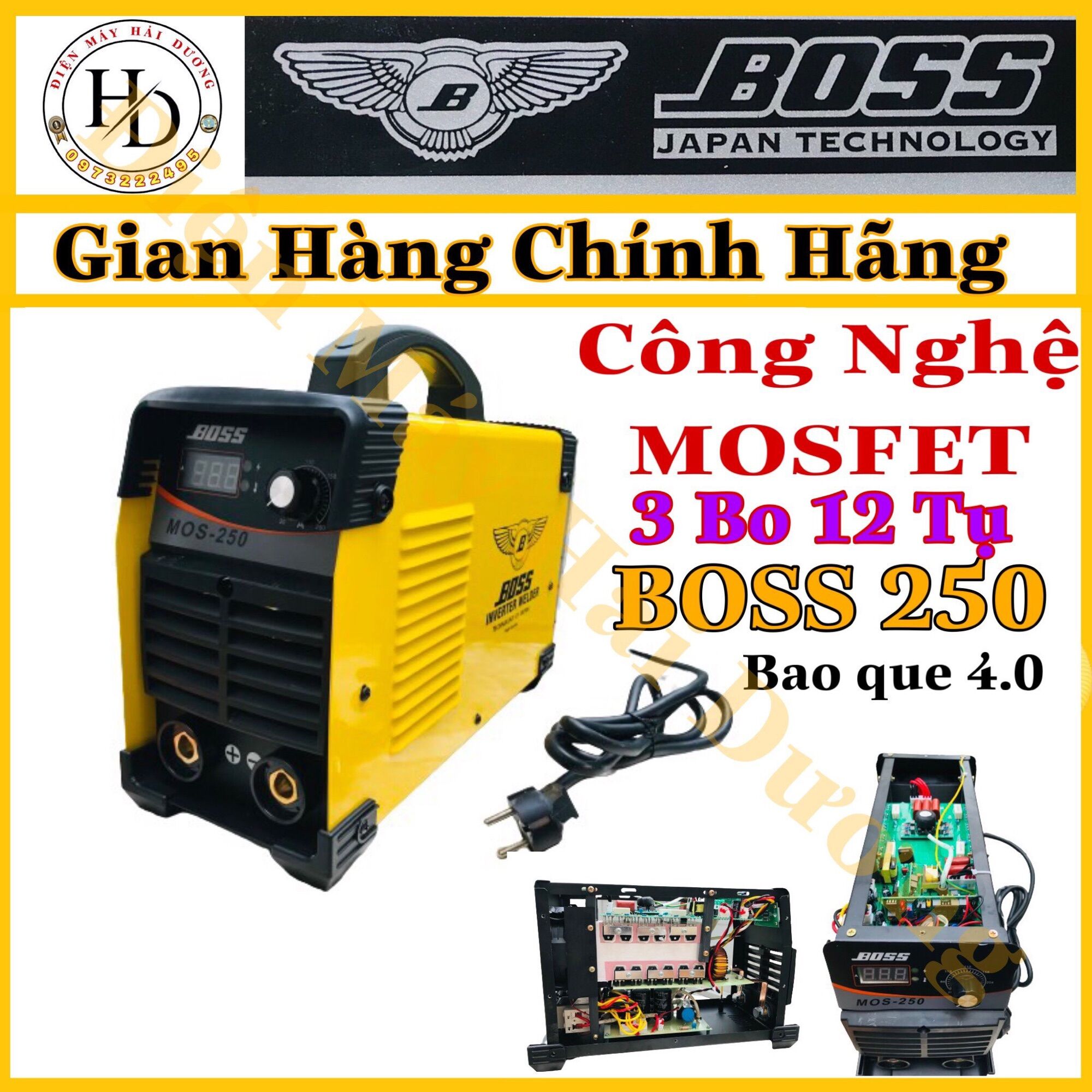 Máy hàn điện tử máy hàn que boss mos - 250.công nghệ mosfet nhật | bảo hành 1 năm | hàng chính hãng