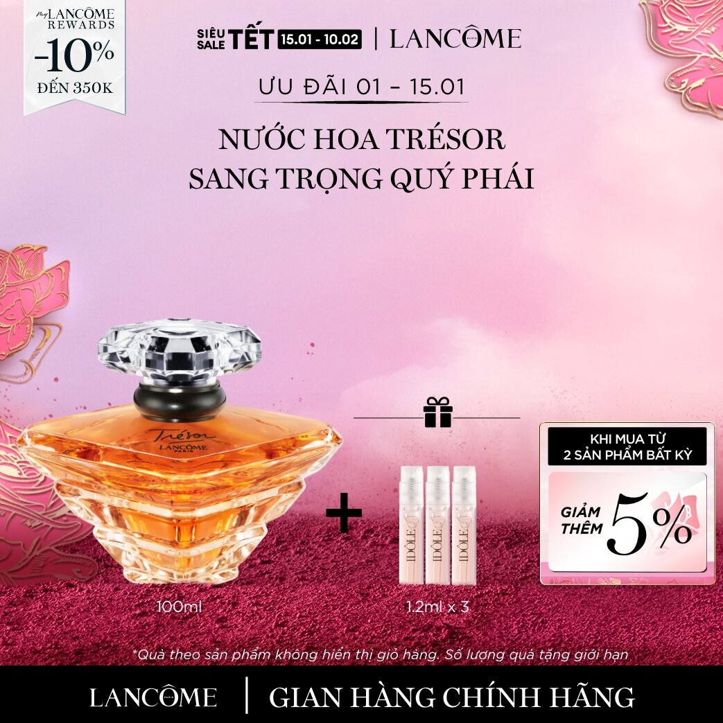   CHỈ 1-15 1 - Voucher 10% - TỐI ĐA 350K  Nước hoa Lancome Tresor EDP 100ml Sang Trọng Quý Phái  Quà tặng kèm không hiển thị trong giỏ  