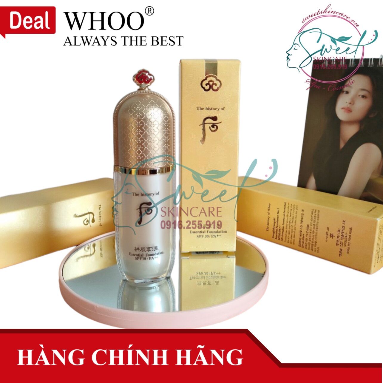 Kem nền che khuyết điểm Whoo Gongjinhyang Whoo Mi Essential Foundation Cream 40ml cho da mịn màng - Sweetskincare.vn