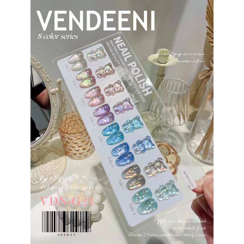 SET SƠN VENDEENI 8 CHAI NHŨ FLASH CỰC ĐẸP ( TẶNG KÈM BẢNG MÀU)