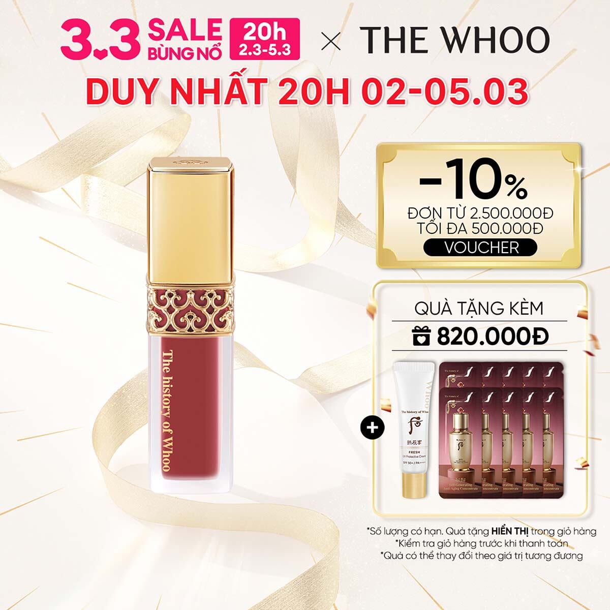 Son kem lỳ Đông y The History of Whoo Gongjinhyang Mi Velvet Lip Liquid 6g