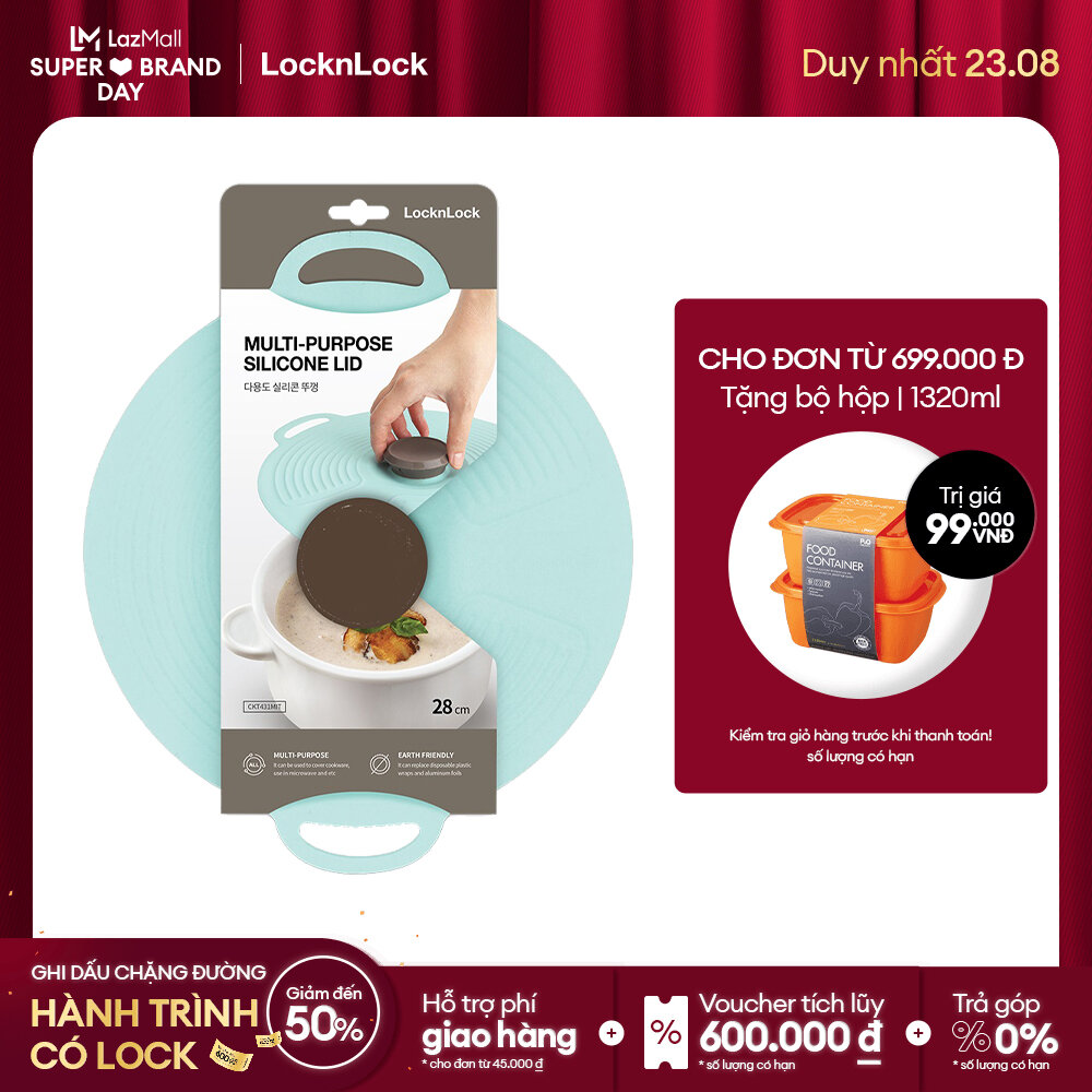 [Duy nhất 23.8 - Mua ngay] Nắp nồi bằng silicone Lock&Lock - Màu mint - CKT431MIT