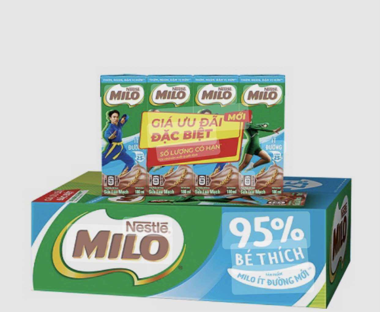 Thùng 48 hộp milo ít đường 180ml .b